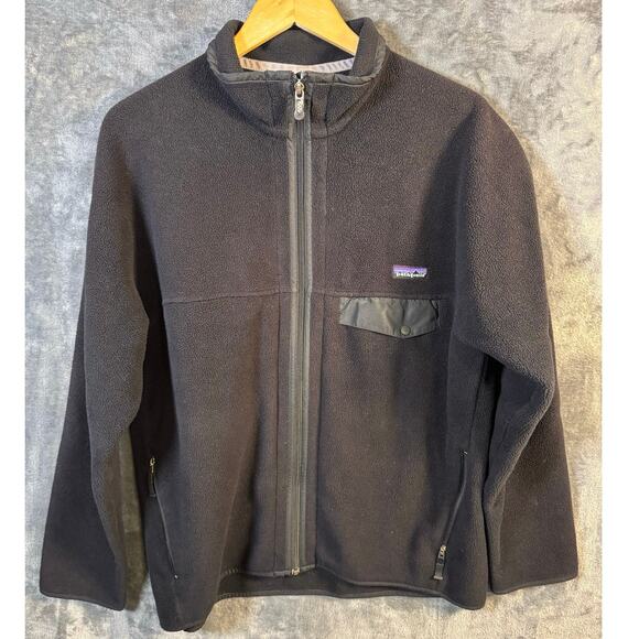 Patagonia Full Zip Synchilla  Pocket Snap Jacket Men’s Large Black/Black - Picture 1 of 9